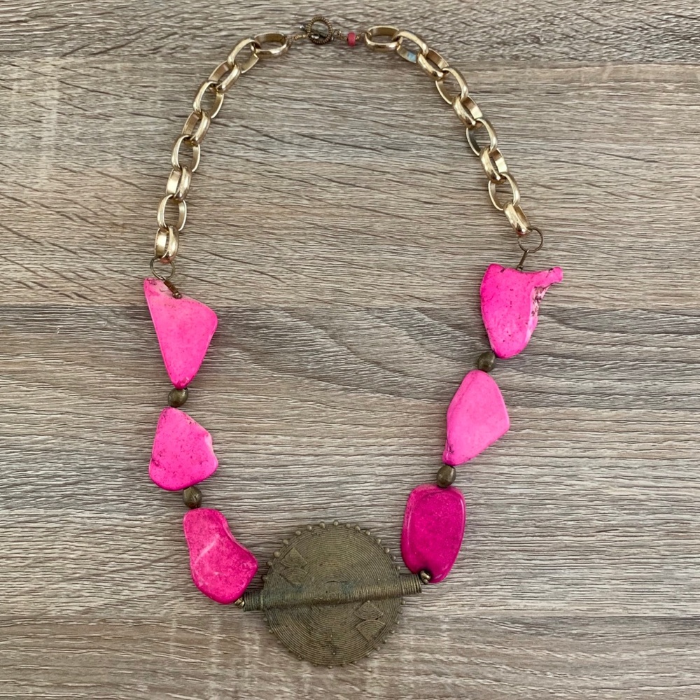 Hot pink handmade necklace